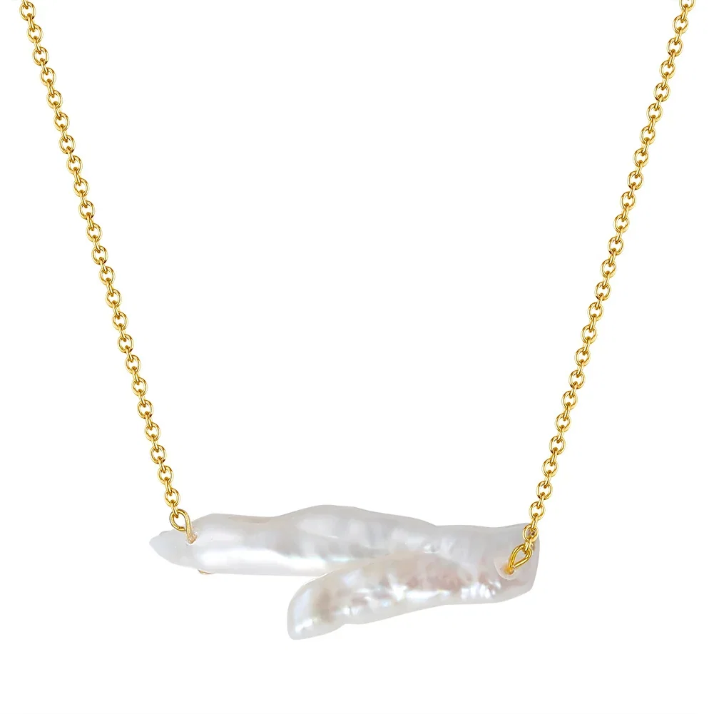 Colier din Argint Organic Pearl Bar [1]