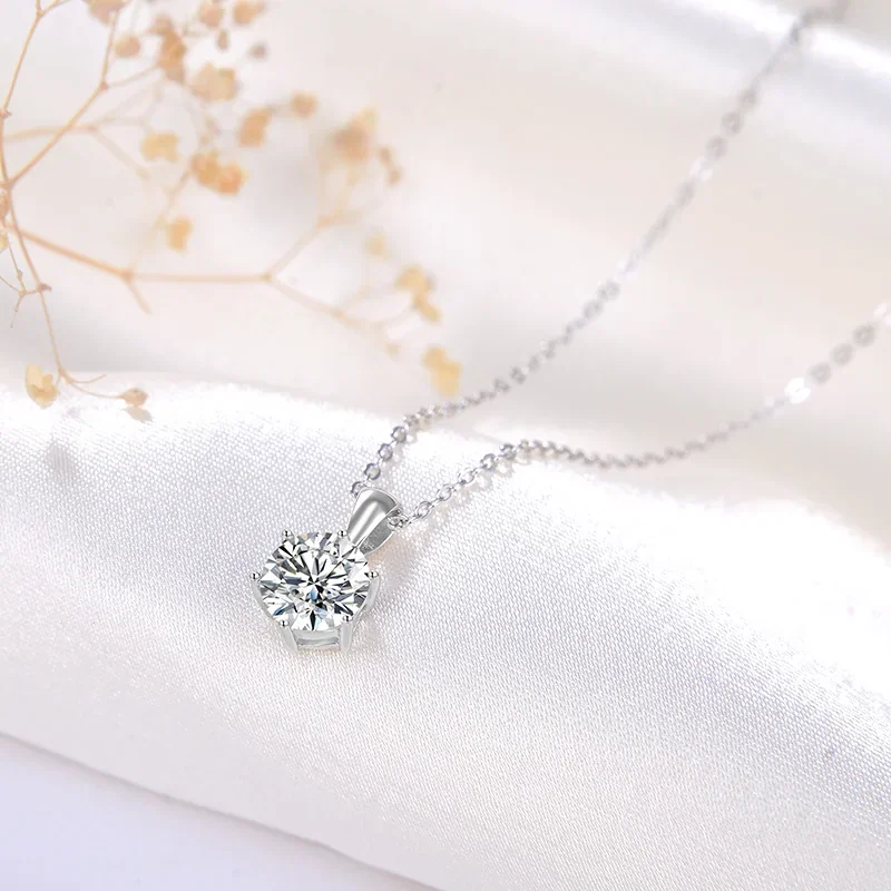 Colier din Argint Round Solitaire Pendant [2]
