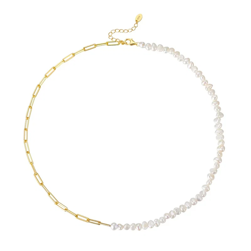 Set Colier și Brățară din Argint cu perle naturale de cultură gold Raw Collection [6]