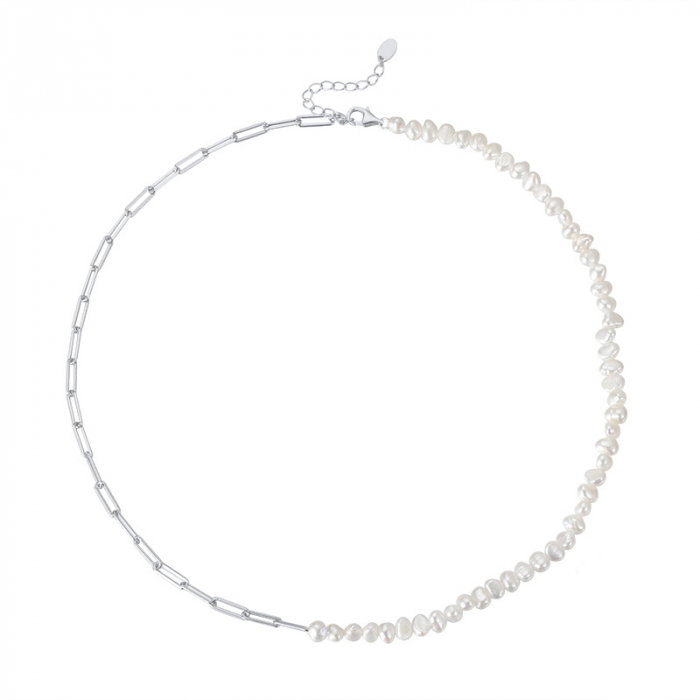 Colier paperclip din argint cu perle naturale de cultură silver Raw Collection [1]