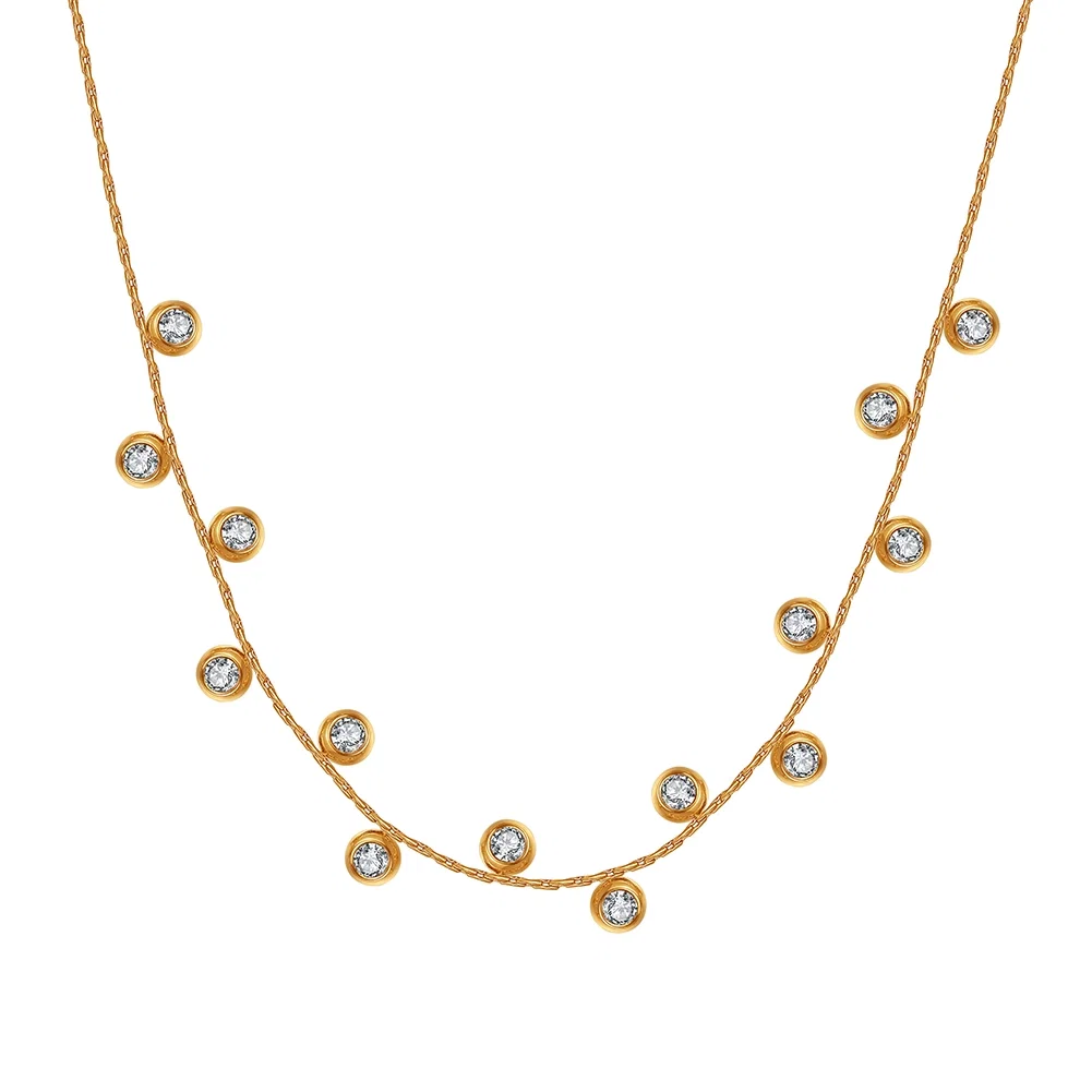 Colier Statement cu Cristale Zirconiu Stardust Auriu [1]