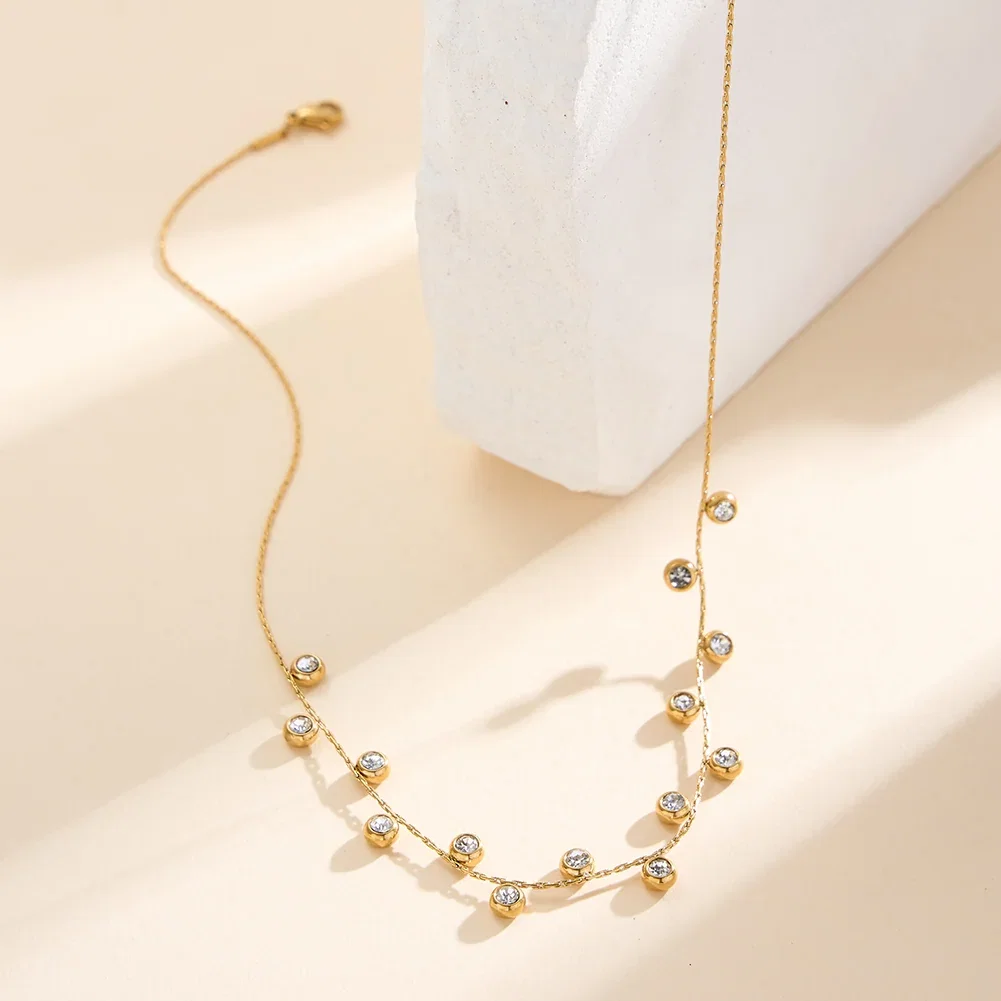 Colier Statement cu Cristale Zirconiu Stardust Auriu [2]