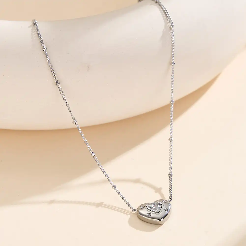 Colier Statement cu Cristale Zirconiu Starlight Heart Argintiu [3]