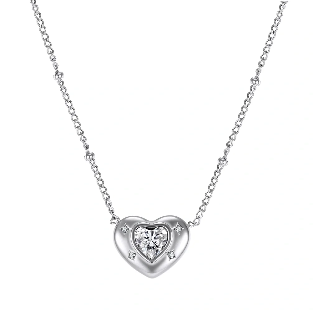 Colier Statement cu Cristale Zirconiu Starlight Heart Argintiu [1]