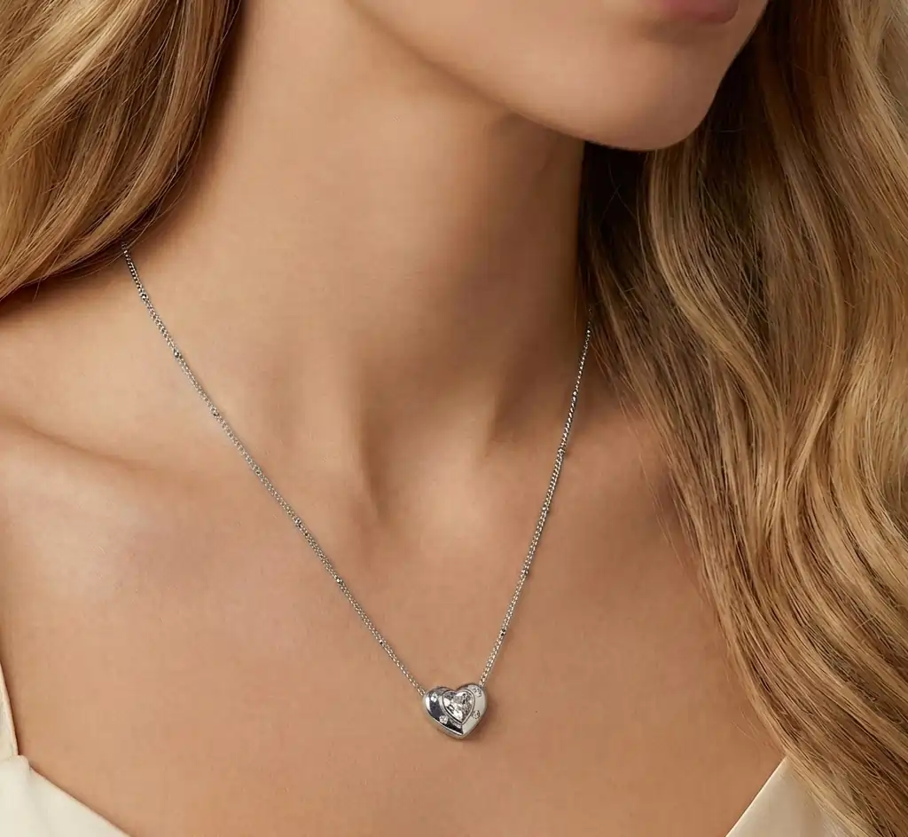Colier Statement cu Cristale Zirconiu Starlight Heart Argintiu [2]