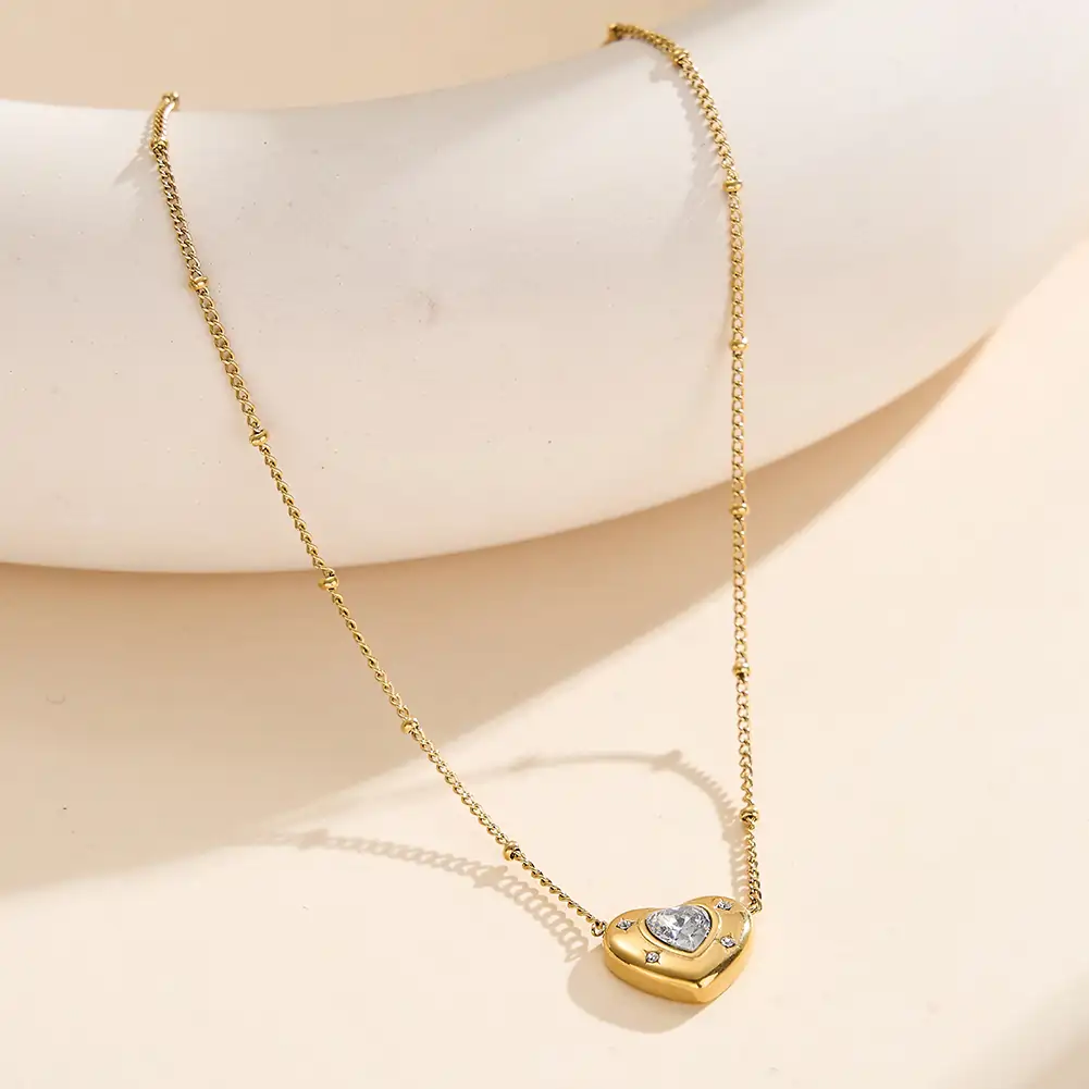 Colier Statement cu Cristale Zirconiu Starlight Heart Auriu [3]