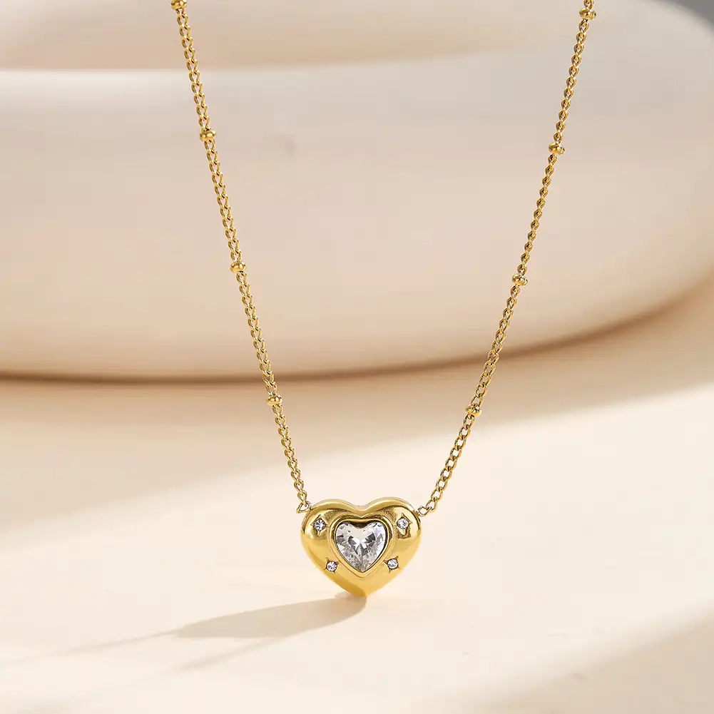 Colier Statement cu Cristale Zirconiu Starlight Heart Auriu [4]