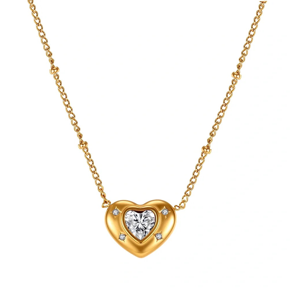 Colier Statement cu Cristale Zirconiu Starlight Heart Auriu [1]