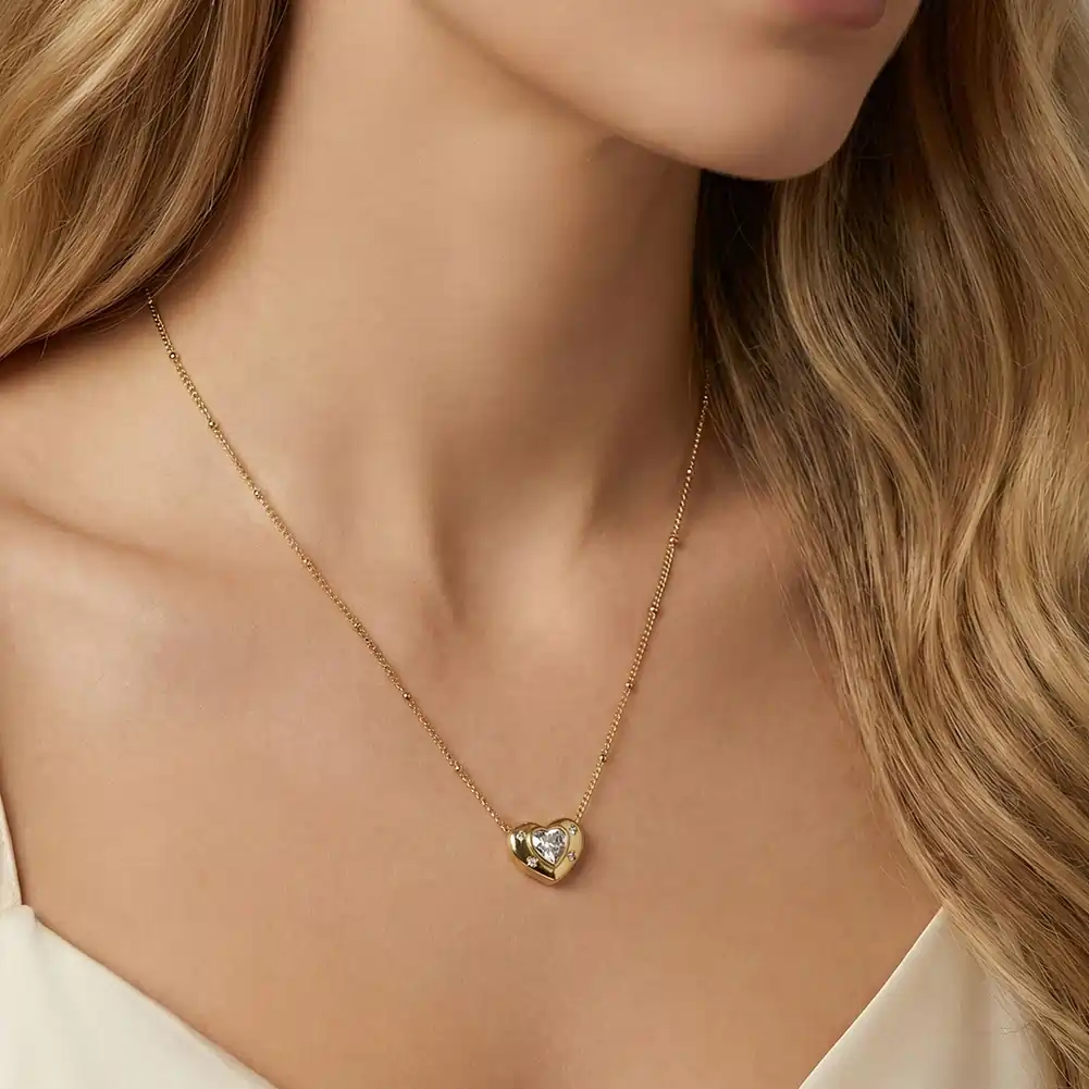 Colier Statement cu Cristale Zirconiu Starlight Heart Auriu [2]