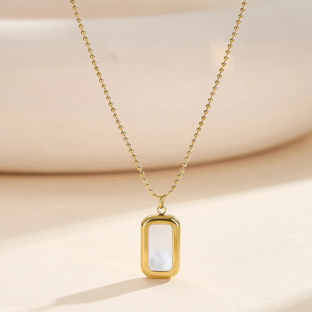 Colier Statement cu Perlă Shell Ivory Auriu [3]