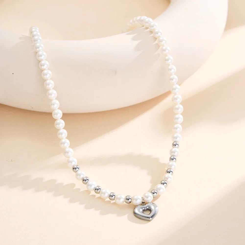Colier Statement cu Perle Shell Amour Layers Argintiu [2]