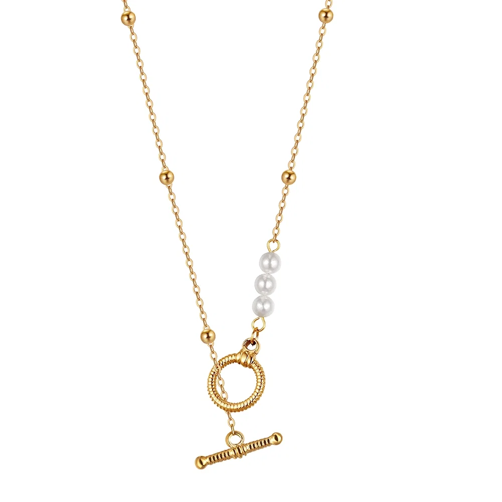 Colier Statement cu Perle Shell Toggle Auriu [1]