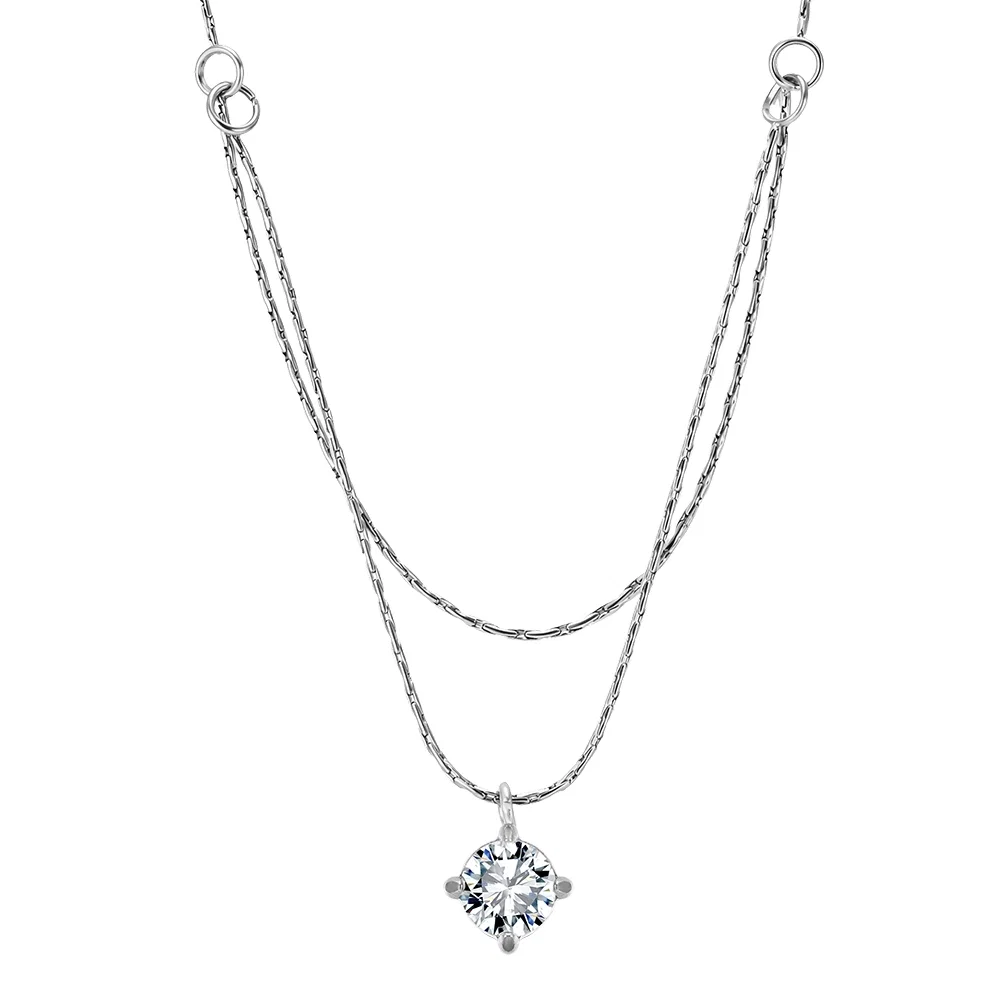 Colier Statement Double Chain Argintiu [1]