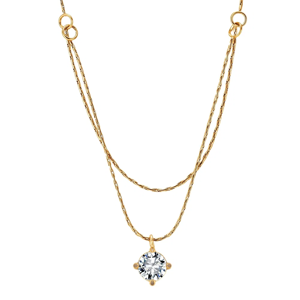 Colier Statement Double Chain Auriu [1]