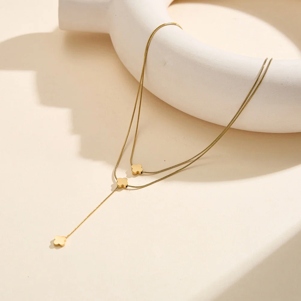Colier Statement Double Clover Auriu [5]