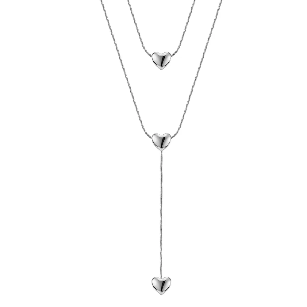 Colier Statement Double Heart Argintiu [1]