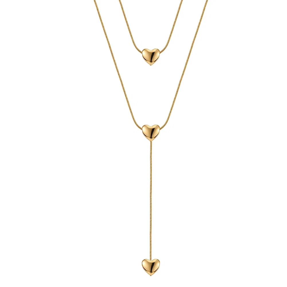 Colier Statement Double Heart Auriu [1]