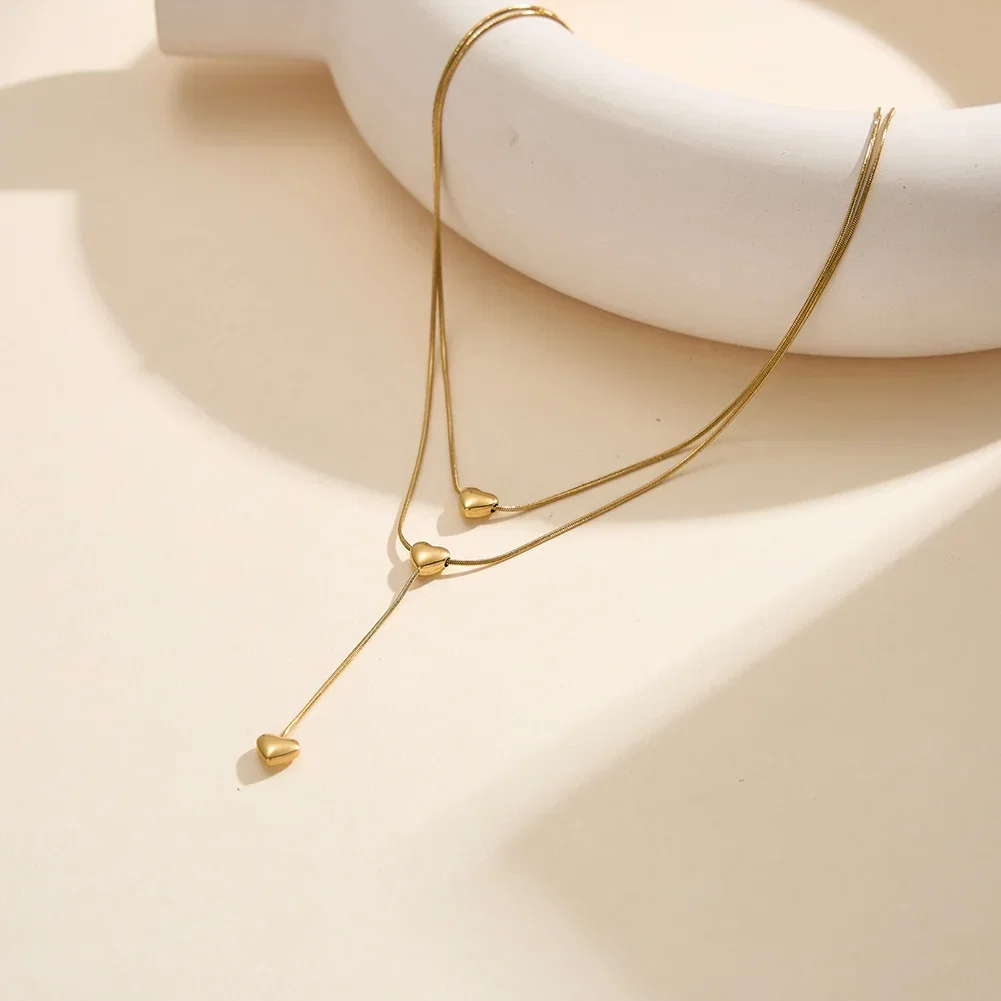 Colier Statement Double Heart Auriu [5]
