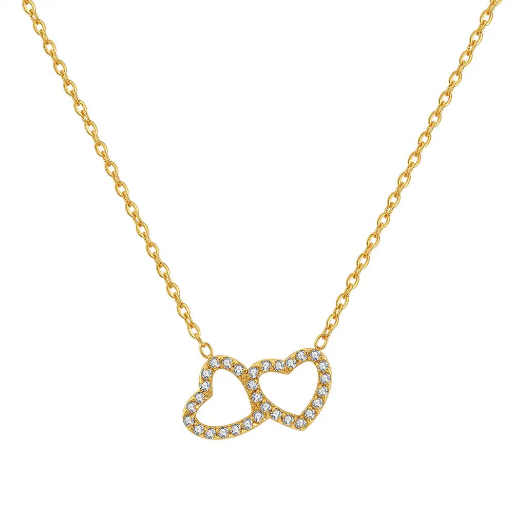 Colier Statement Duo Hearts Auriu NURIA [1]