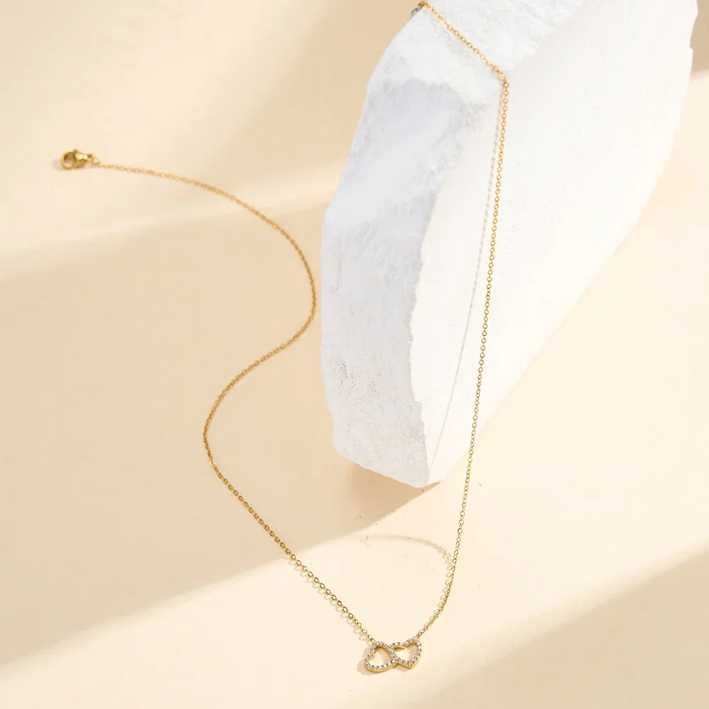 Colier Statement Duo Hearts Auriu NURIA [2]