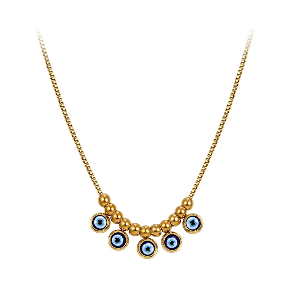 Set Colier și Brățară Statement Evil Eye Auriu [7]