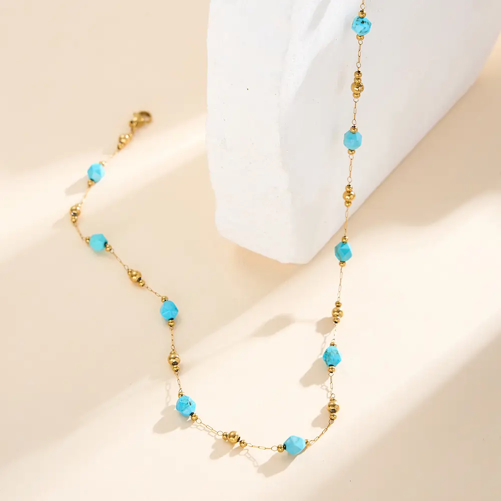 Colier Statement Turquoise Auriu [3]