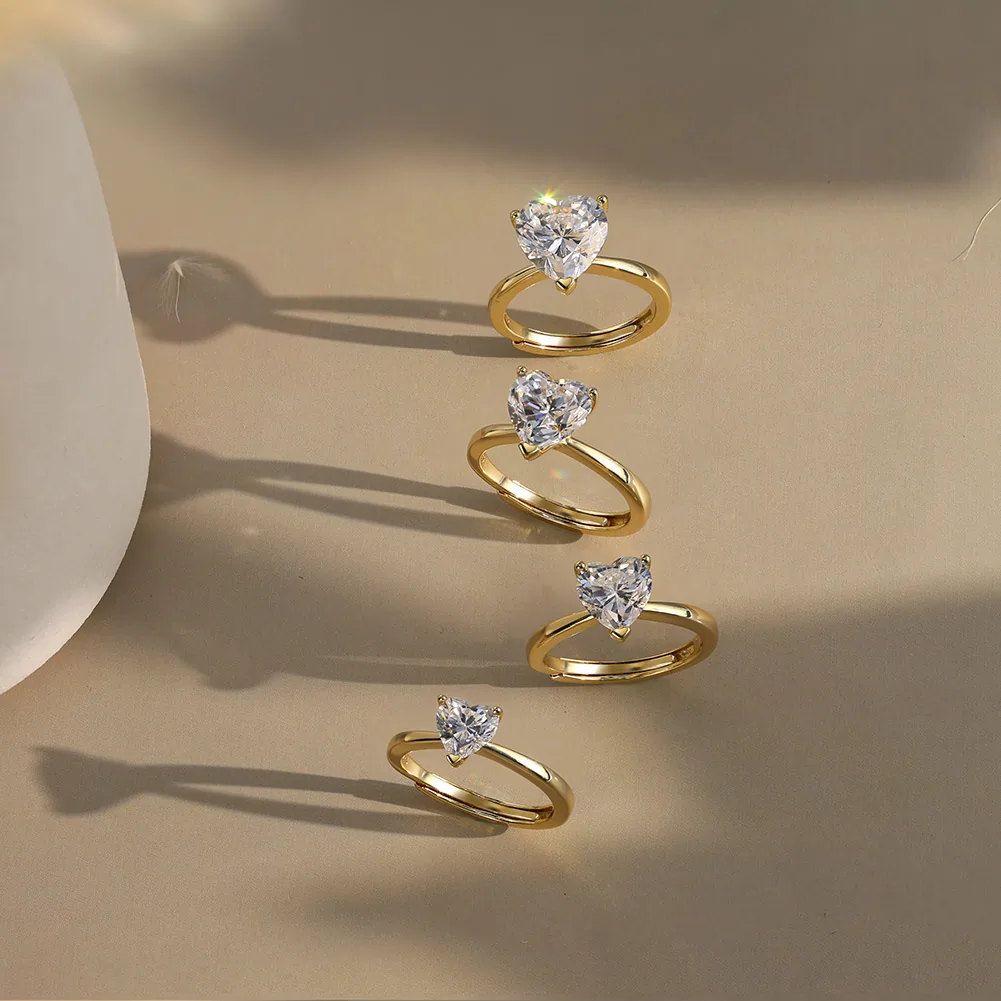 Inel din argint cu zirconiu Heart Solitaire Auriu [3]
