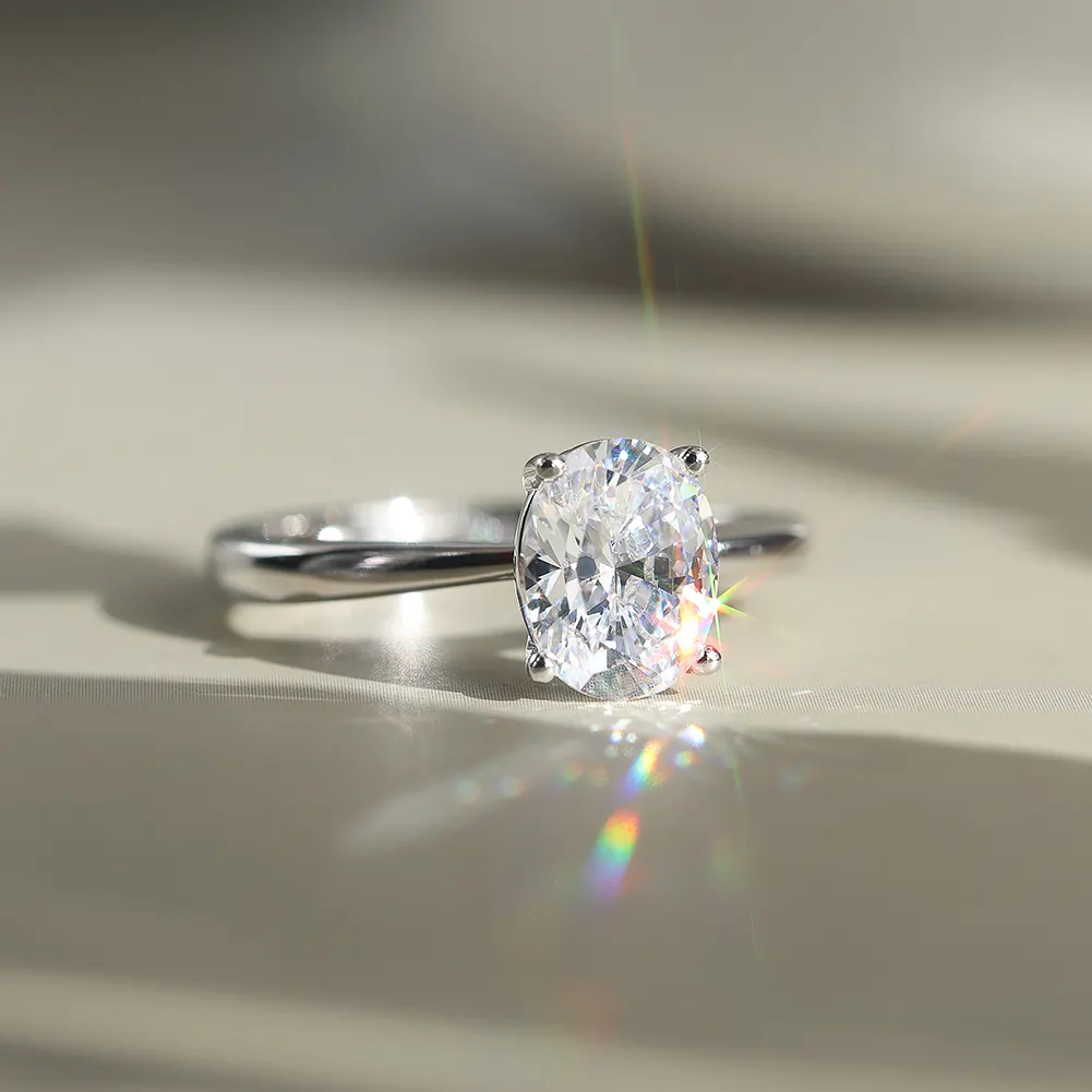 Inel din argint cu zirconiu Oval Solitaire Argintiu [2]