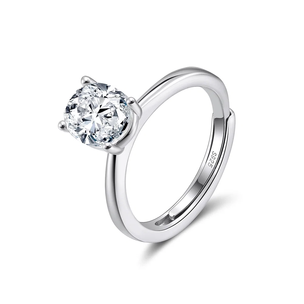 Inel din argint cu zirconiu Oval Solitaire Argintiu [1]