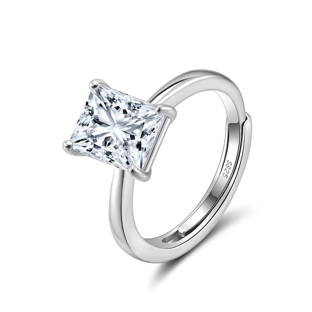 Inel din argint cu zirconiu Radiant Solitaire Argintiu [1]