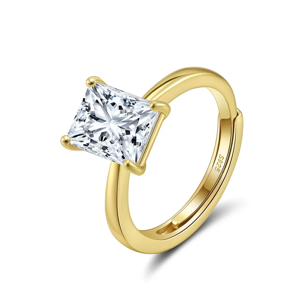 Inel din argint cu zirconiu Radiant Solitaire Auriu [1]