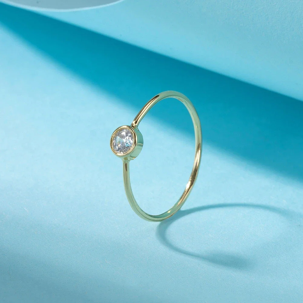 Inel din Argint Elegance Solitaire Gold [2]