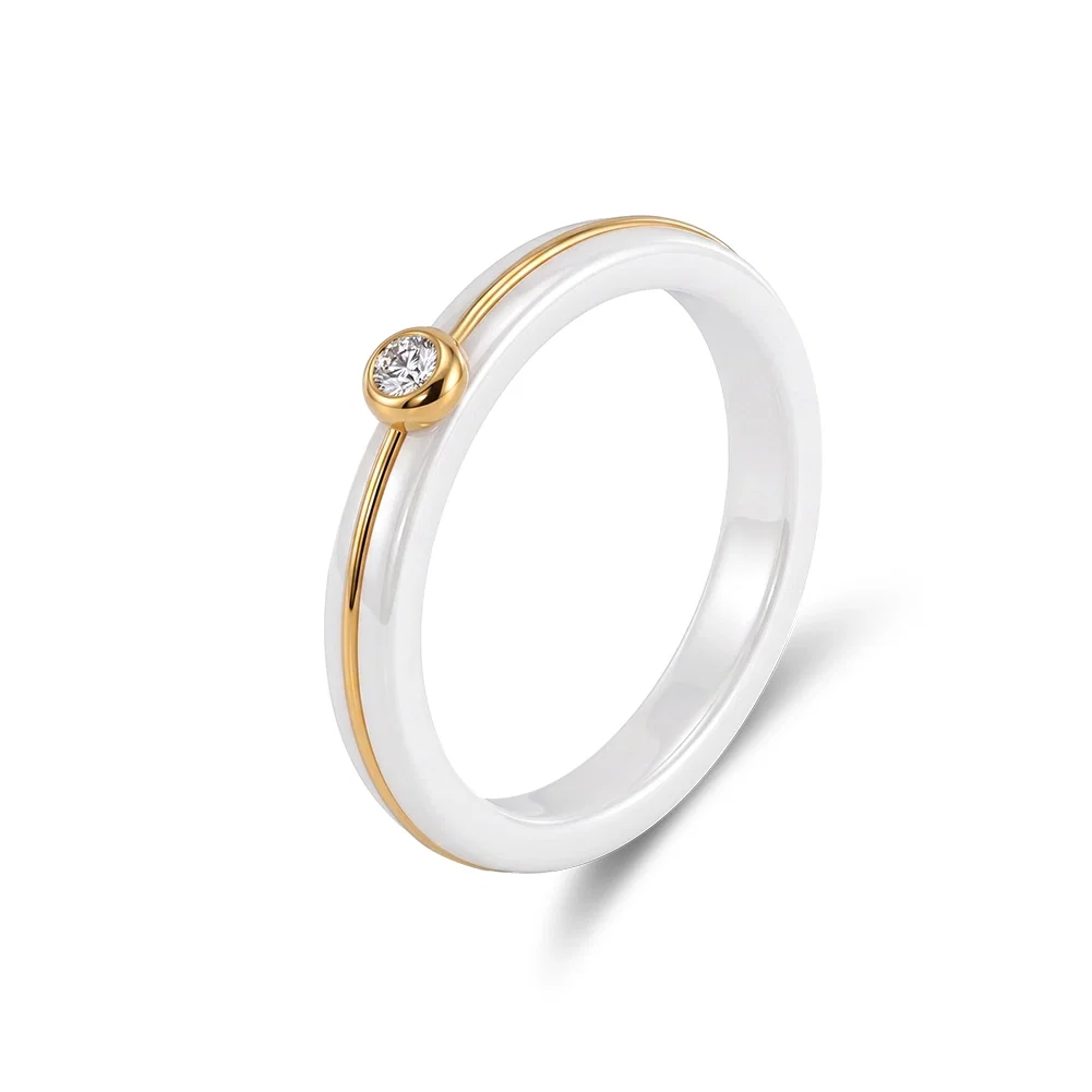 Inel Statement Bianco Line Auriu [1]