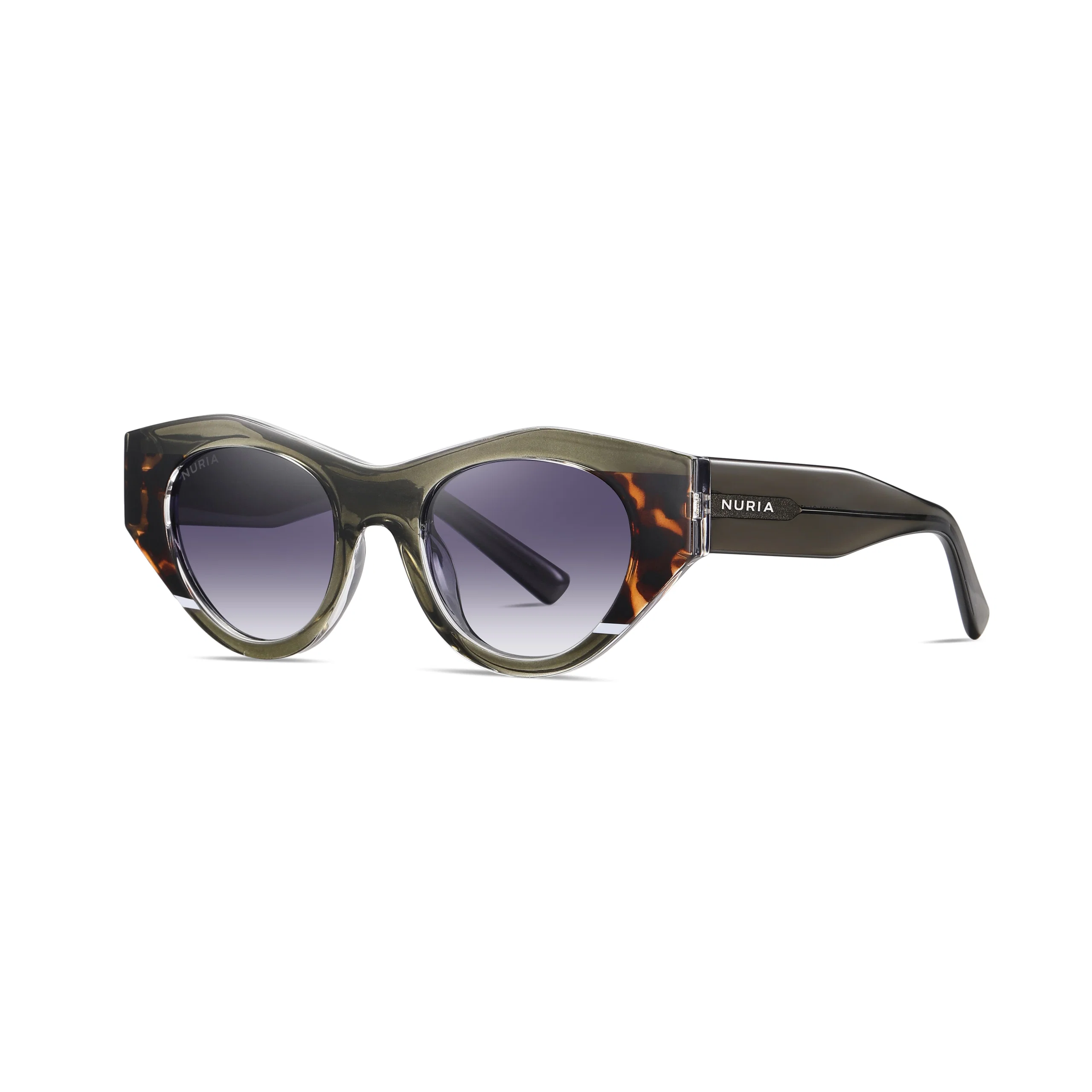Ochelari de Soare NURIA cu Ramă Angulară Riviera Olive Tortoise [1]