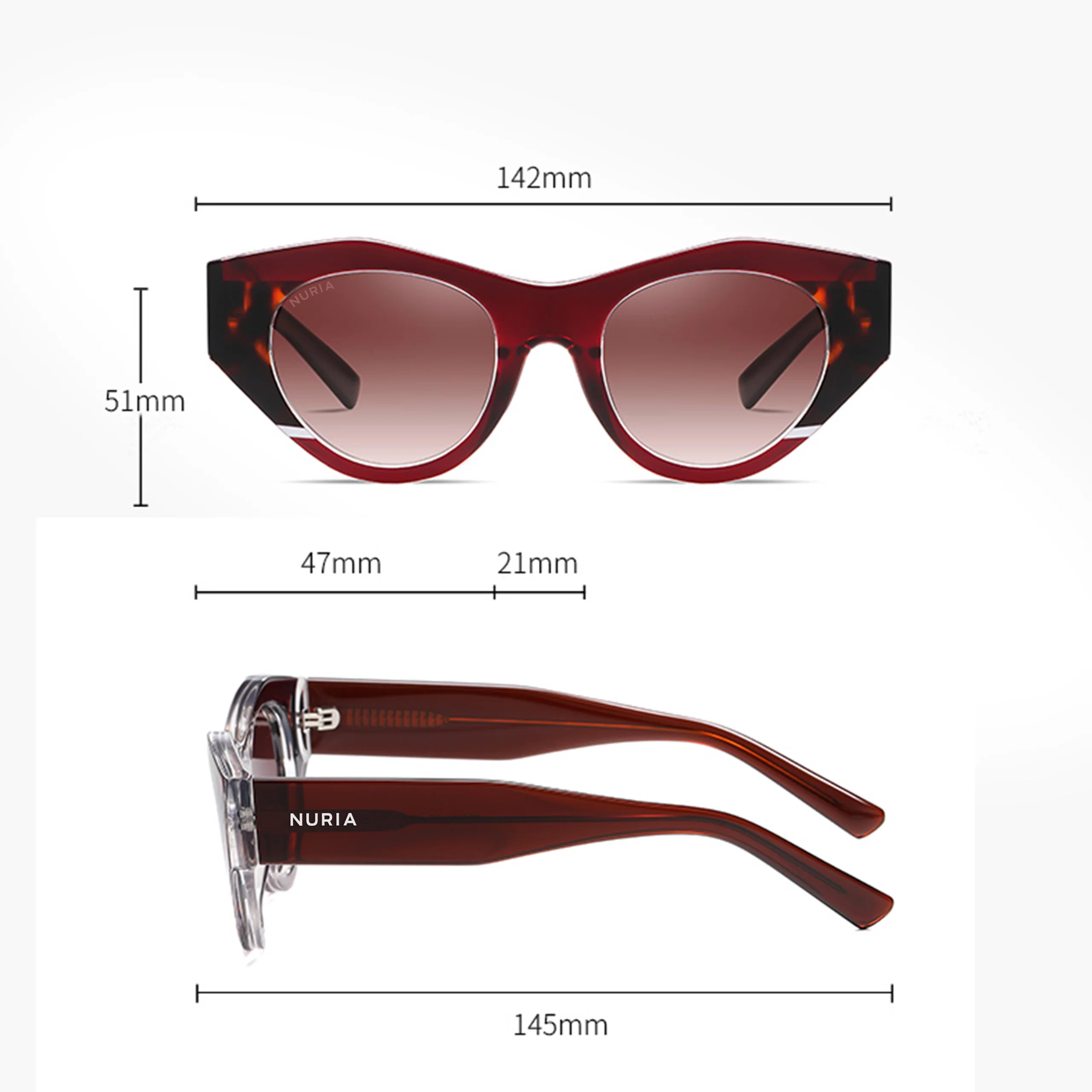Ochelari de Soare NURIA cu Ramă Angulară Riviera Olive Tortoise [3]