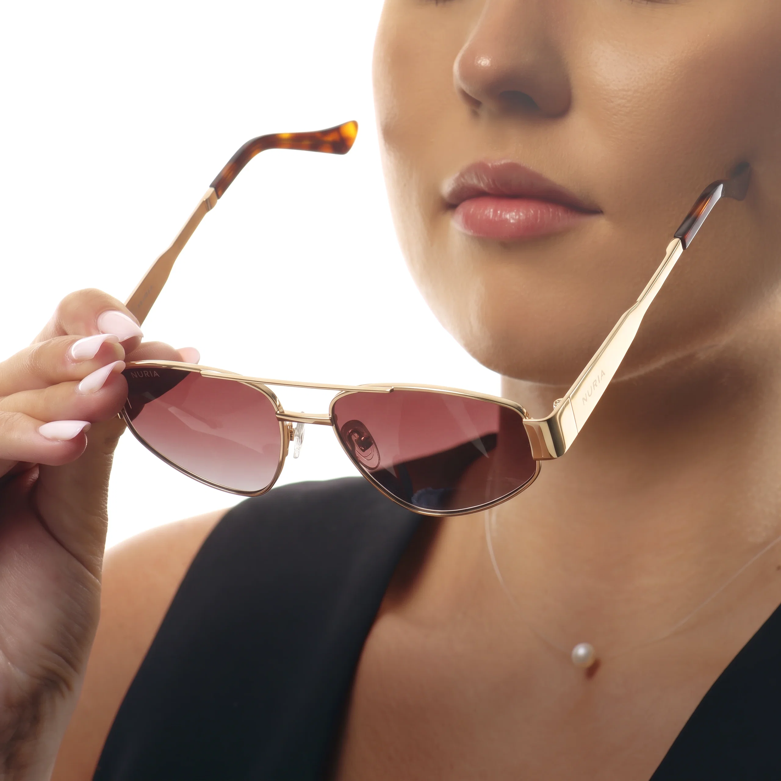 Ochelari de Soare NURIA cu Ramă Aviator Solstice Wing Gold Merlot [5]