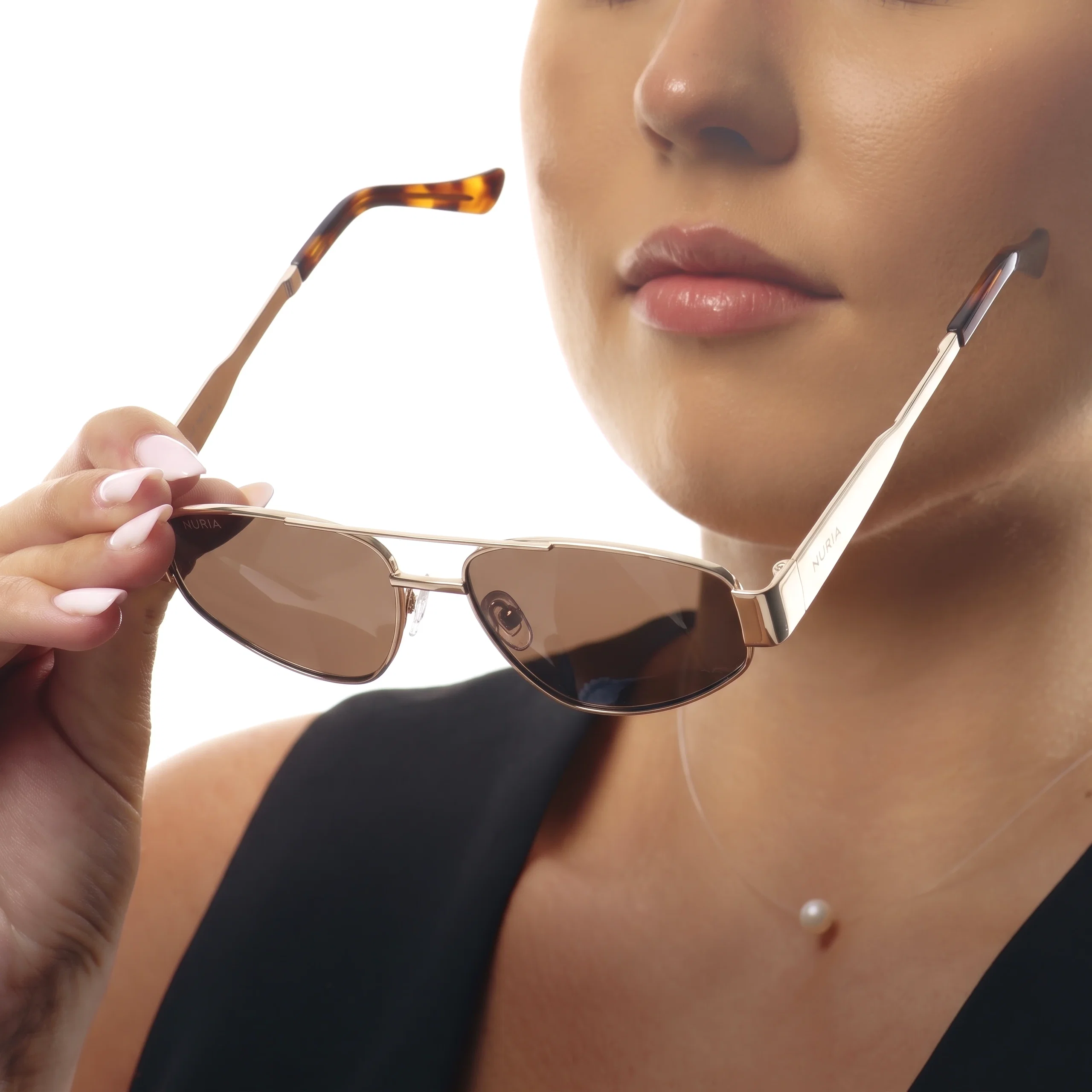 Ochelari de Soare NURIA cu Ramă Aviator Solstice Wing Gold Umber [5]