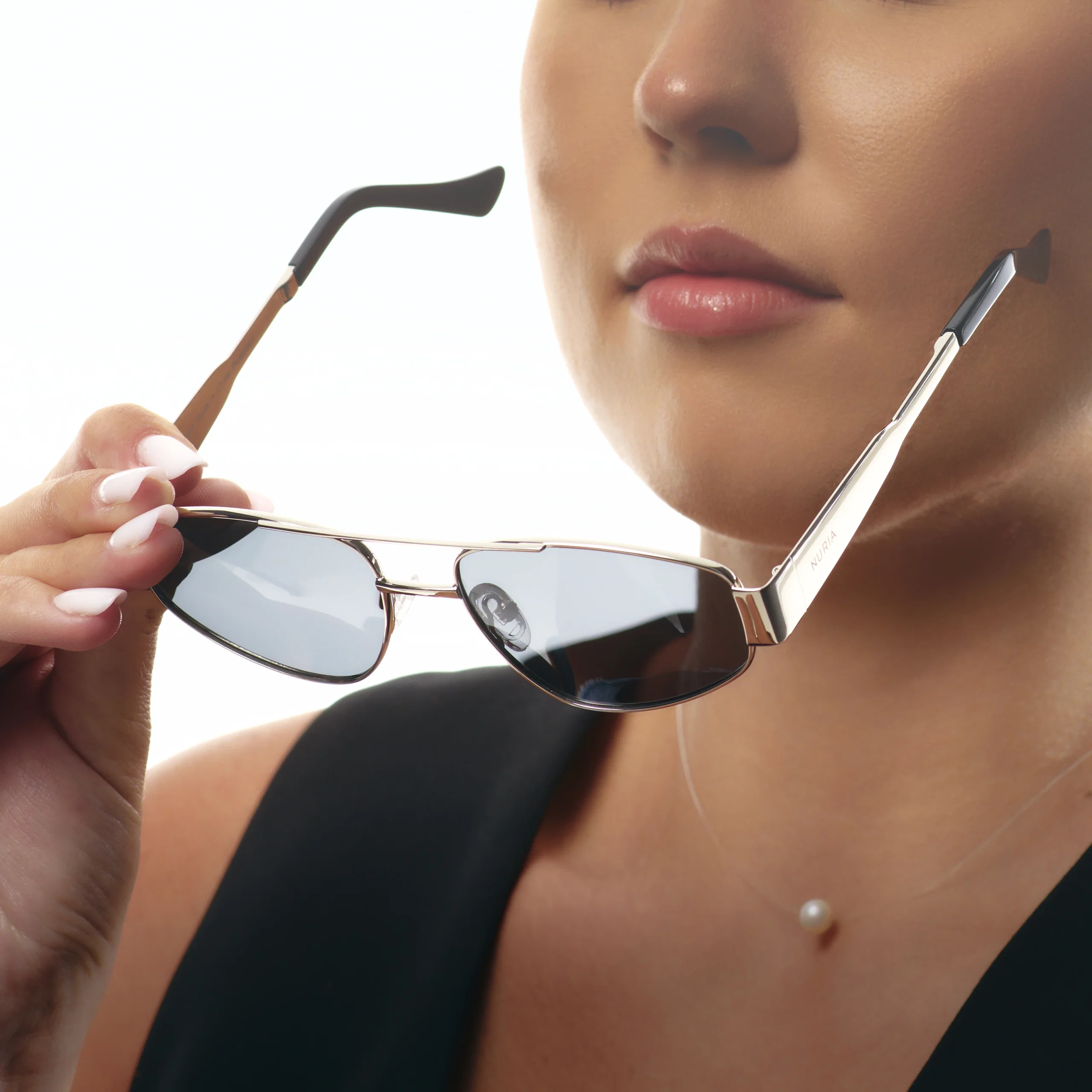 Ochelari de Soare NURIA cu Ramă Aviator Solstice Wing Silver Noir [6]