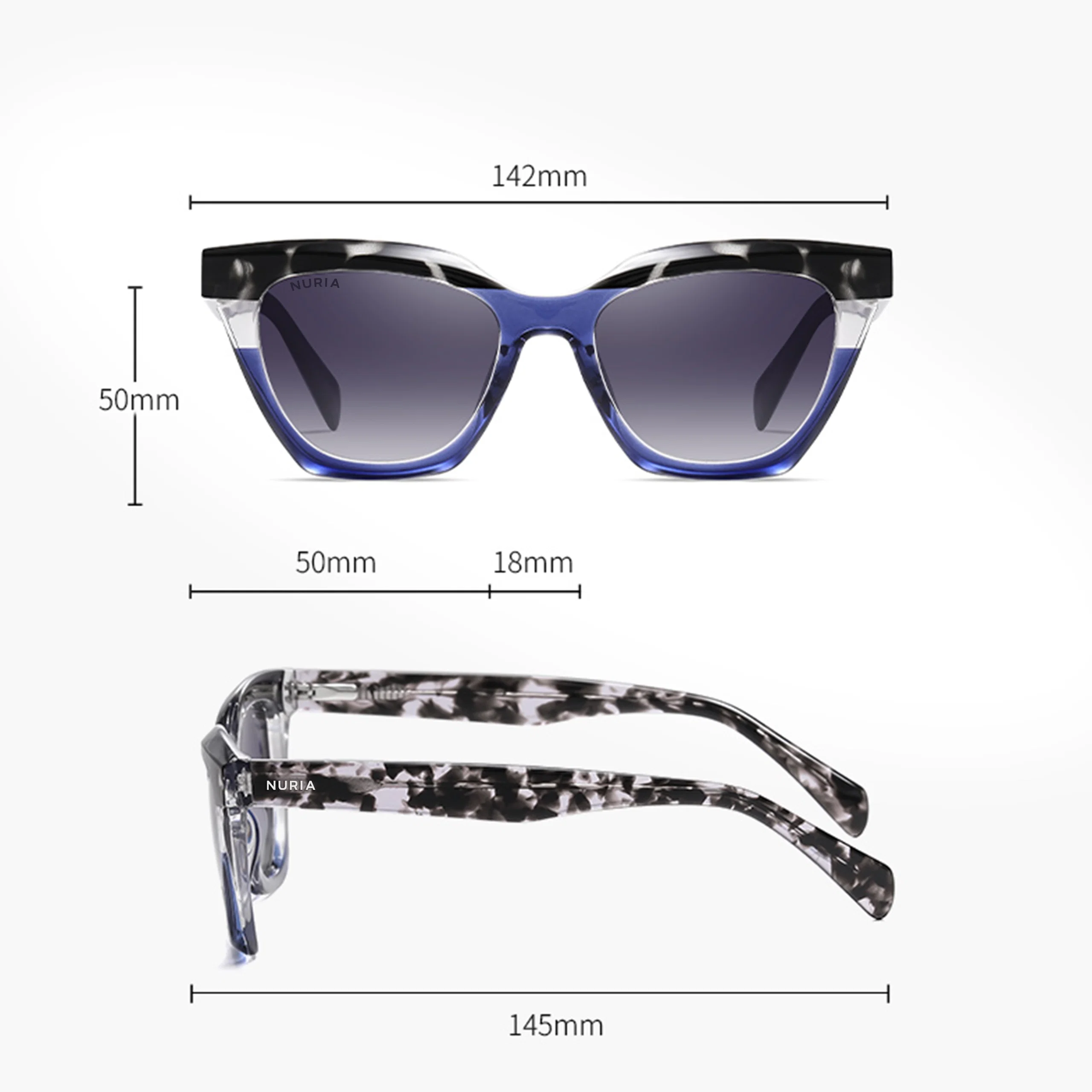 Ochelari de Soare NURIA cu Ramă Cat-Eye Nocturnal Brown Tortoise [3]