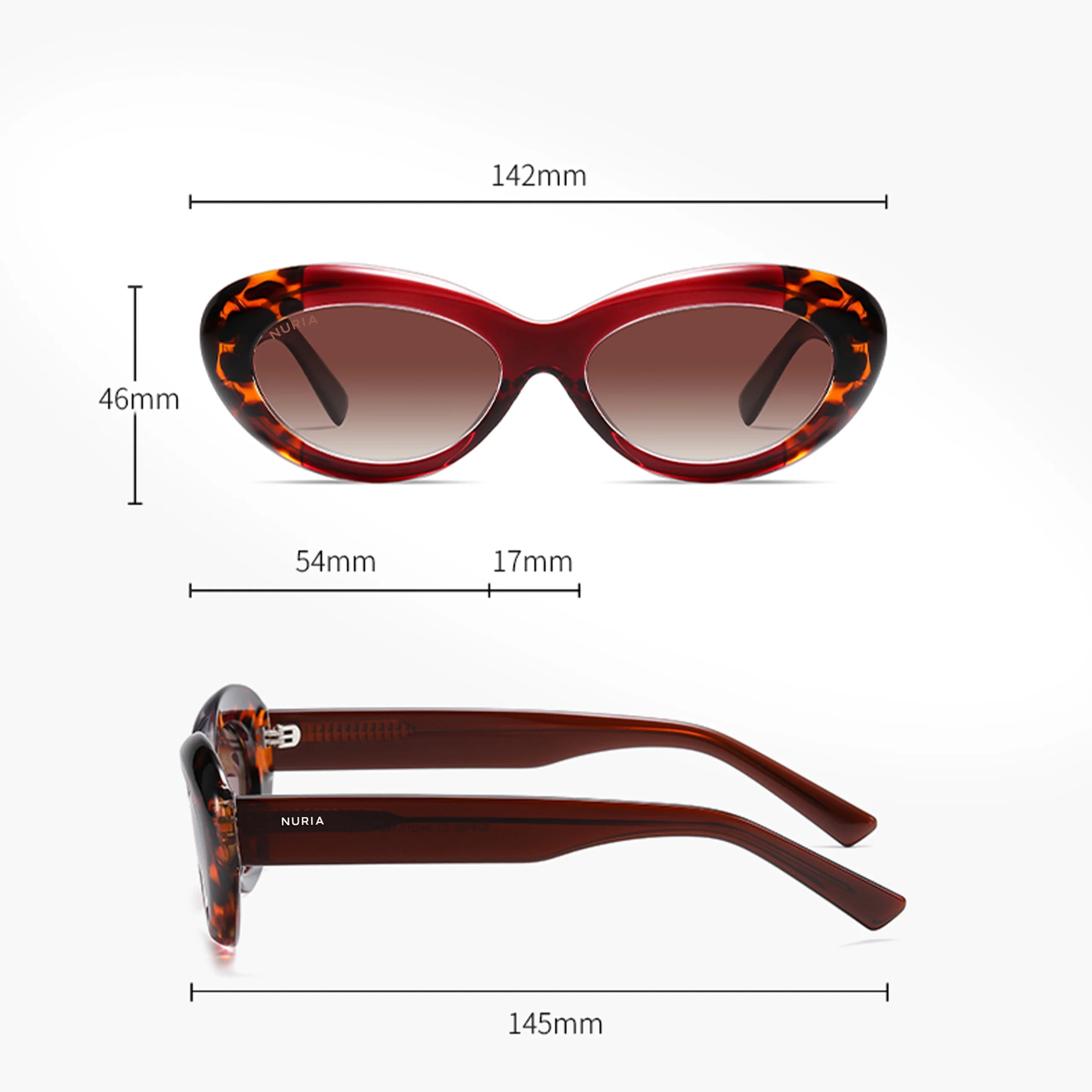 Ochelari de Soare NURIA cu Ramă Cat-Eye Sunset Serenade Olive Tortoise [3]