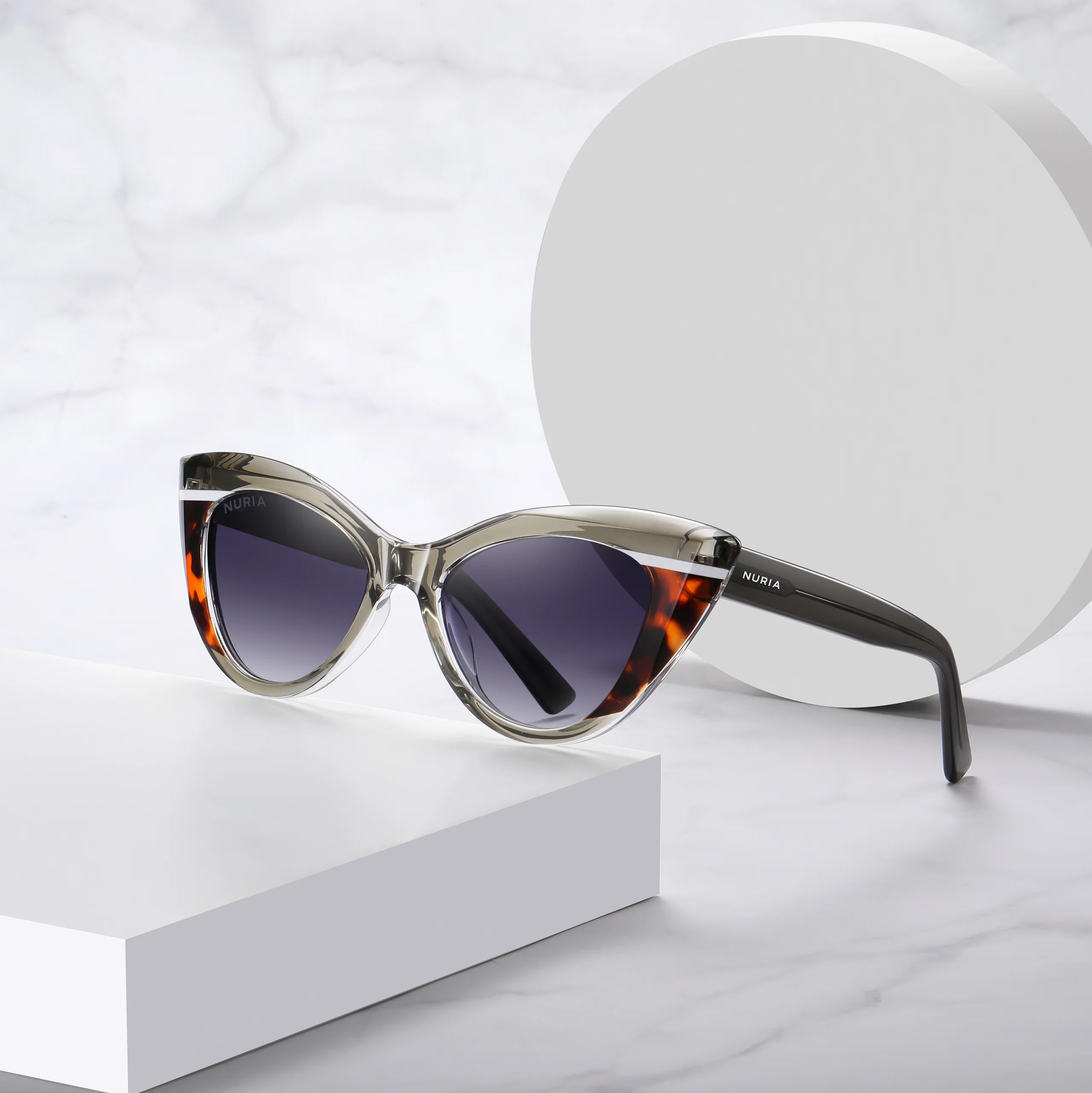 Ochelari de Soare NURIA cu Ramă Cat-Eye Twilight Allure Olive Tortoise [5]