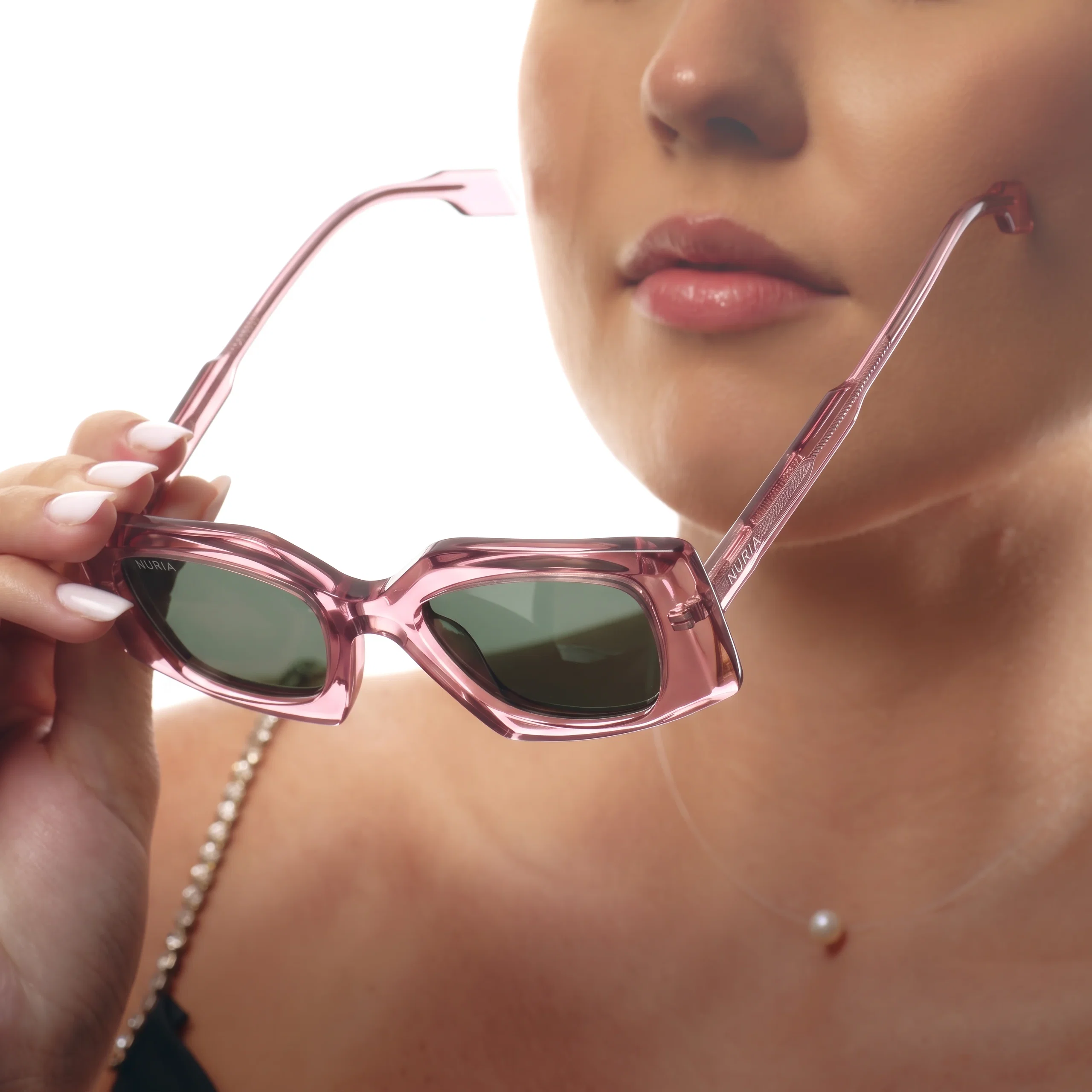 Ochelari de Soare NURIA cu Ramă Dreptunghiulară Garnet Haze Rose Smoke [5]