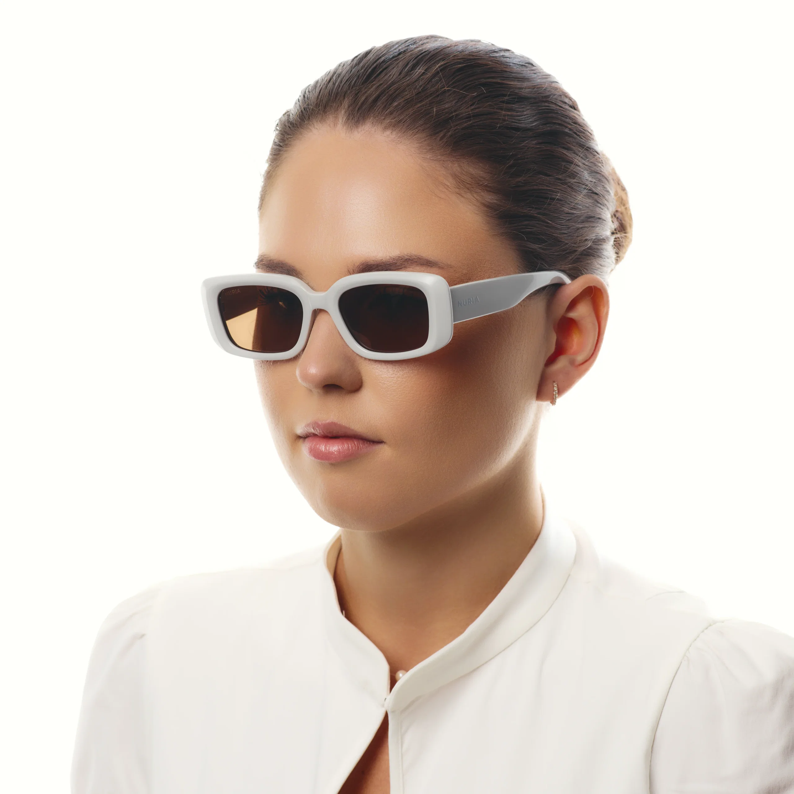 Ochelari de Soare NURIA cu Ramă Dreptunghiulară Opal Drift Pearl White [3]