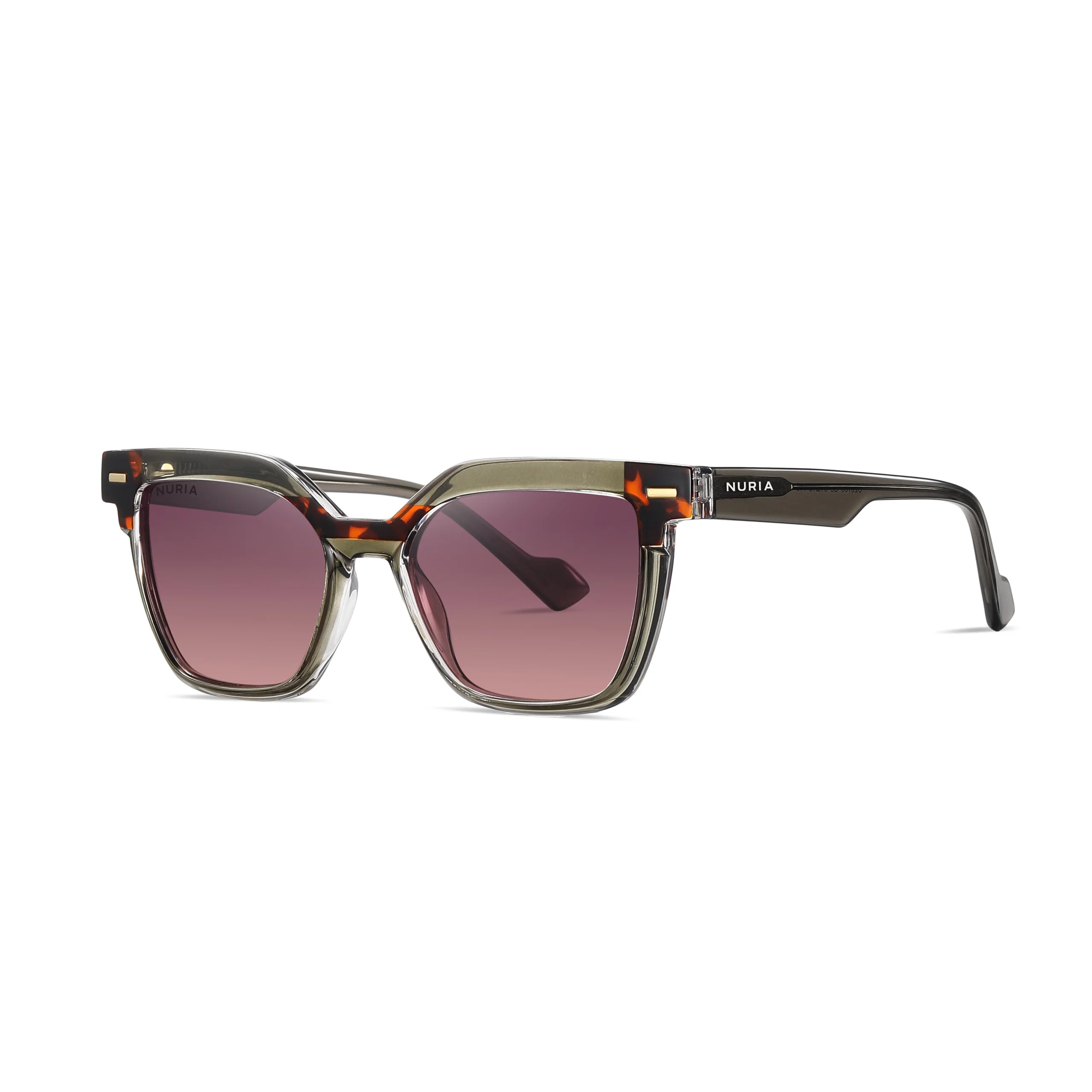 Ochelari de Soare NURIA cu Ramă Dreptunghiulară Spectra Prism Olive Tortoise [1]
