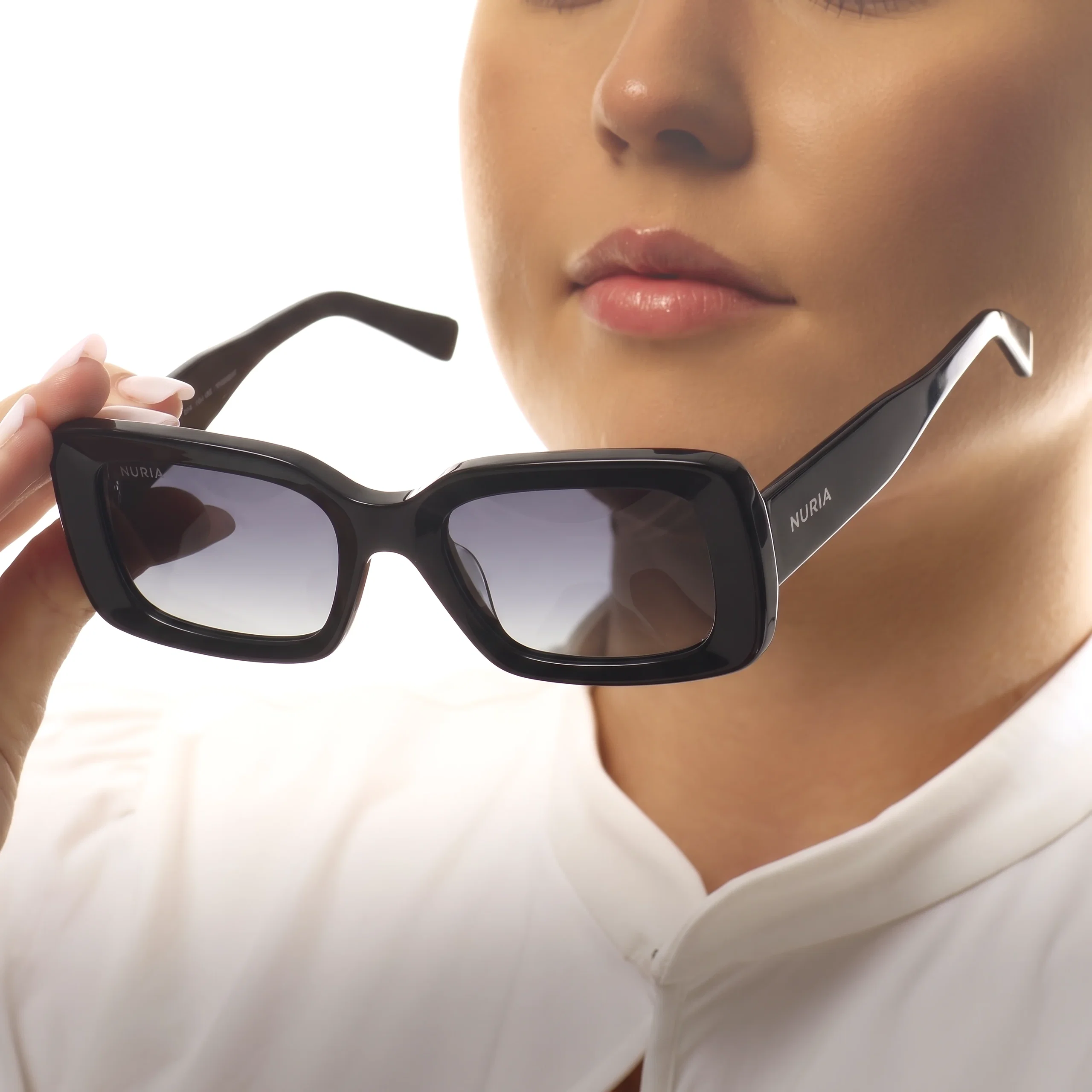 Ochelari de Soare NURIA cu Ramă Dreptunghiulară Umbra Fold Black [5]