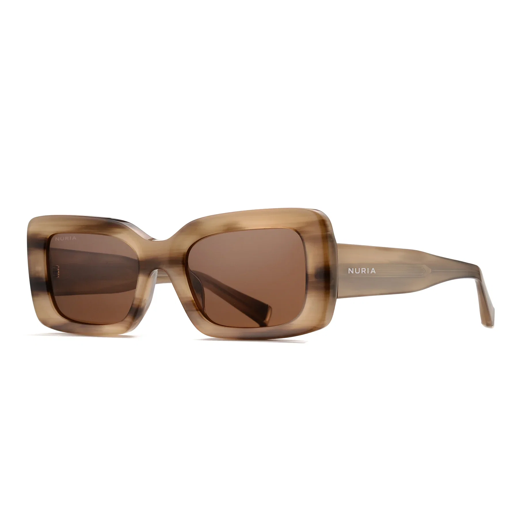 Ochelari de Soare NURIA cu Ramă Dreptunghiulară Umbra Fold Horn Beige [1]