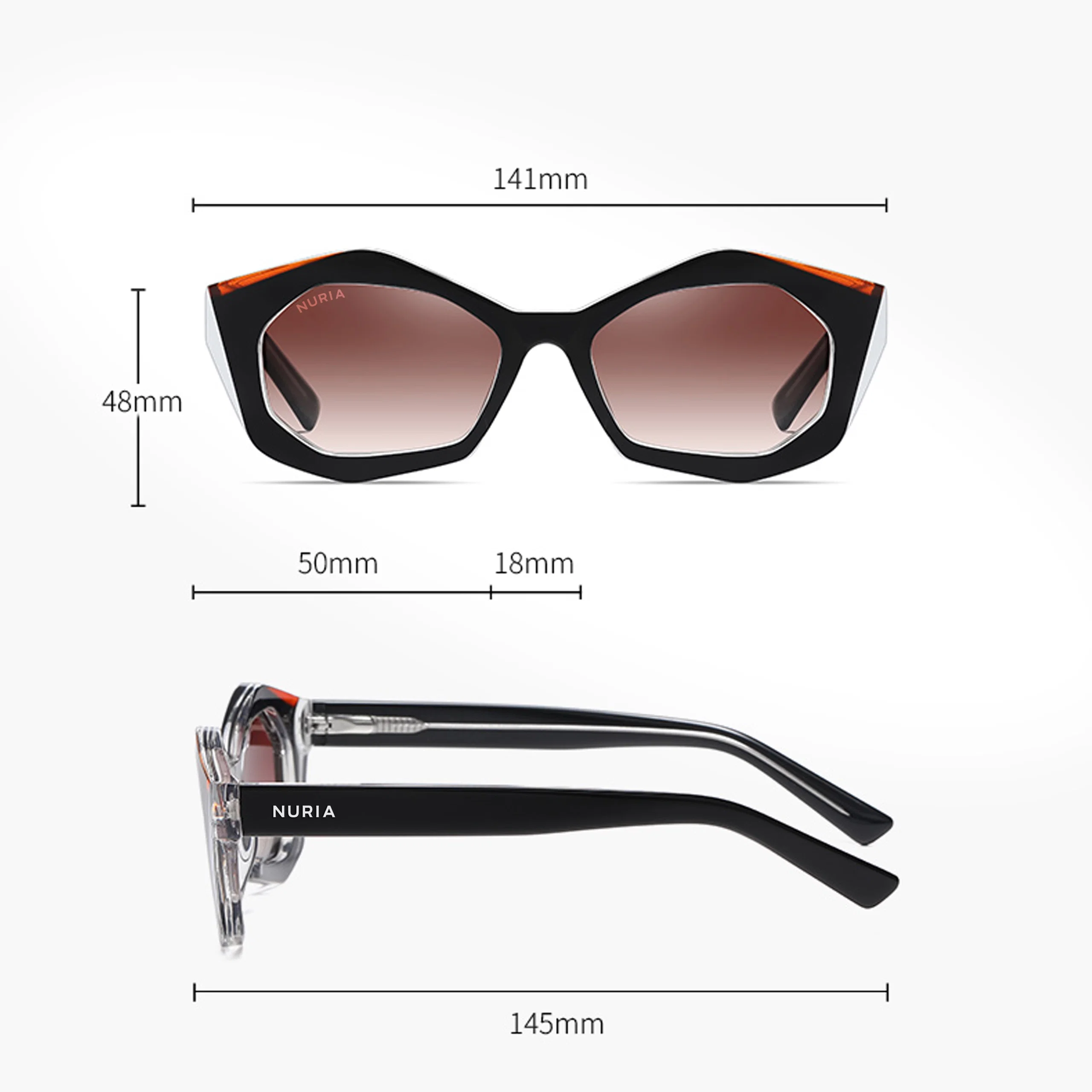Ochelari de Soare NURIA cu Ramă Geometrică Midnight Cascade Maroon Tortoise [3]