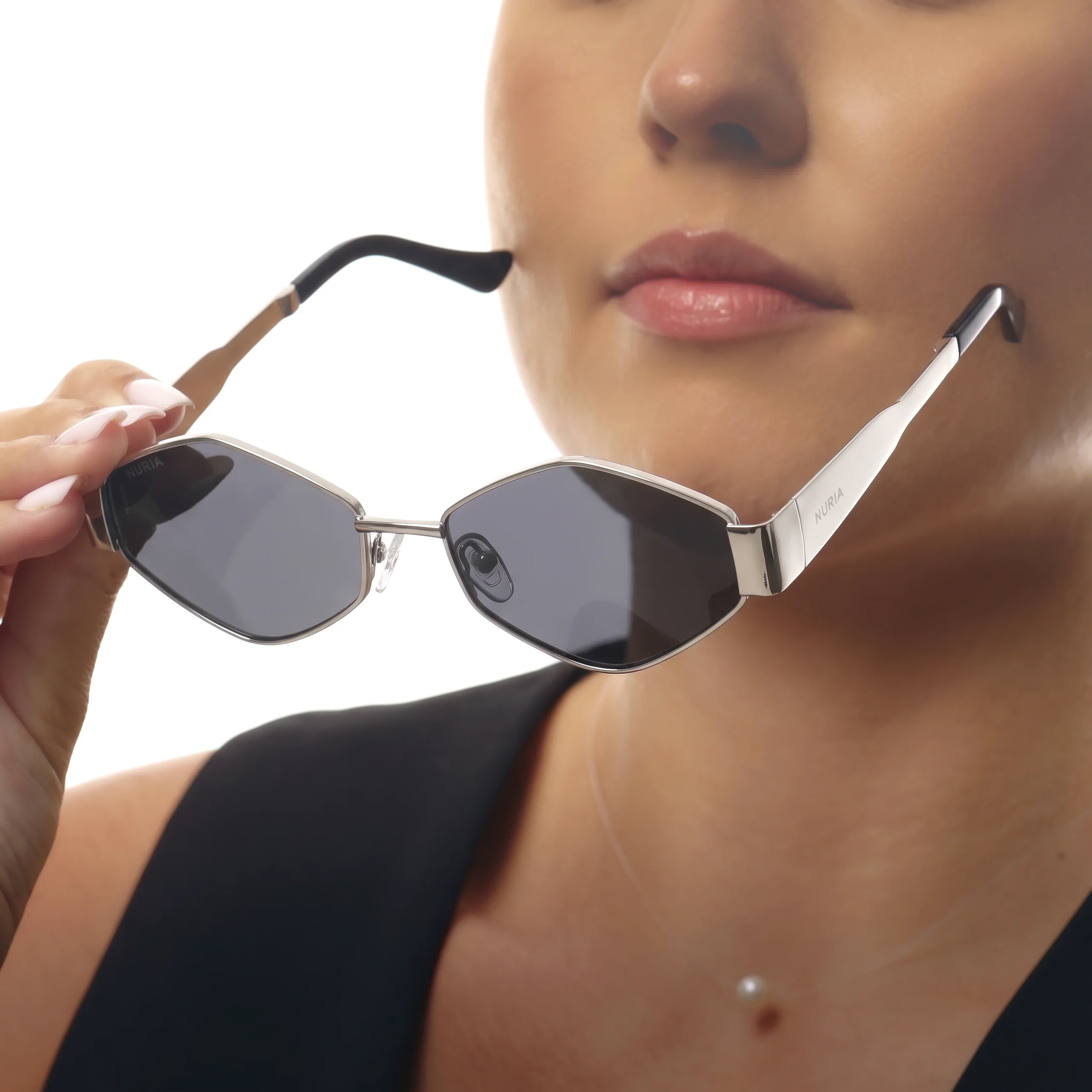 Ochelari de Soare NURIA cu Ramă Hexagonală Prism Amara Silver Noir [5]