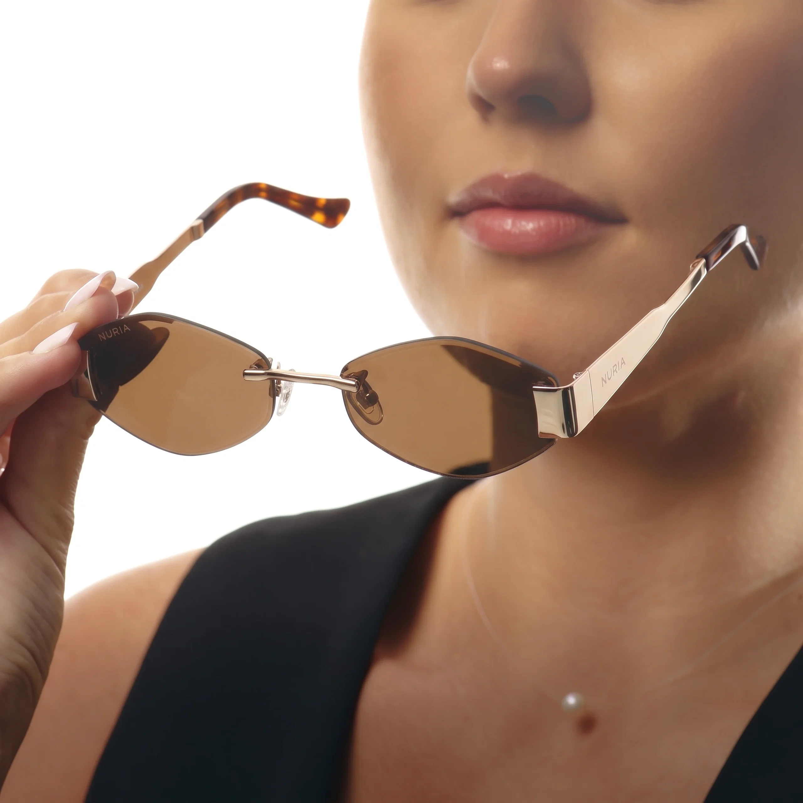 Ochelari de Soare NURIA cu Ramă Metalică Aria Gilt Golden Umber [5]
