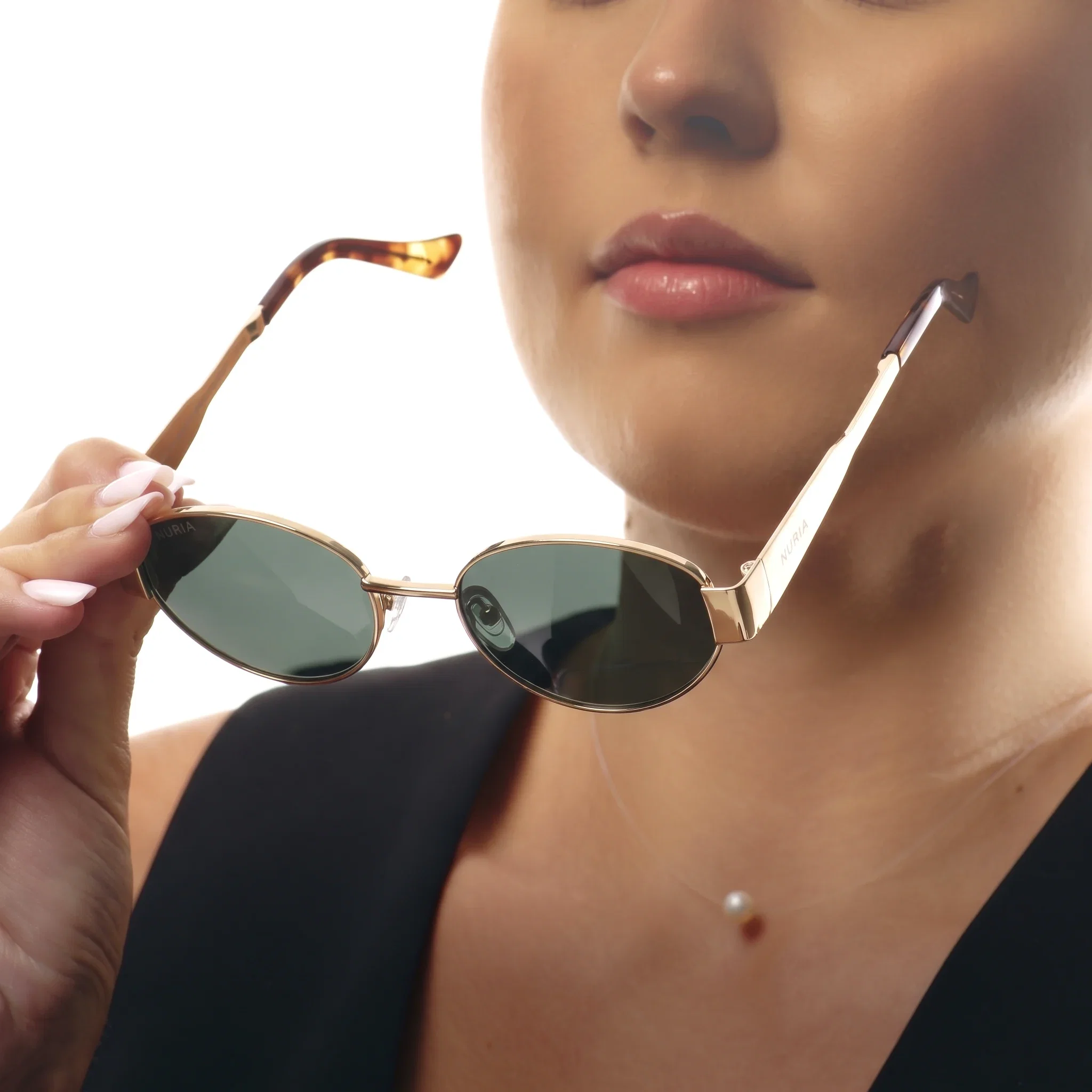 Ochelari de Soare NURIA cu Ramă Ovală Willow Halo Gold Forest [5]